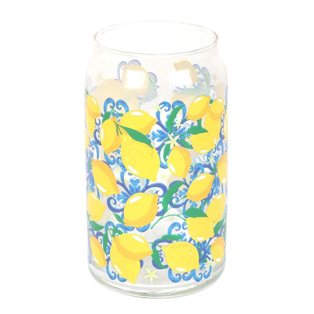 Something Different - Lemon Print Can Glass Glassware - Multicolours